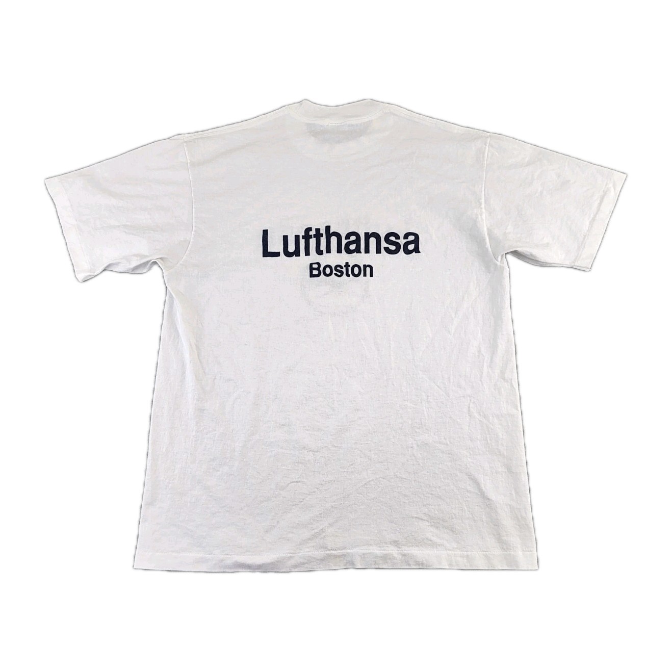 VINTAGE Lufthansa Airlines Shirt Mens Large Boston 90s Single Stitch Adult A01