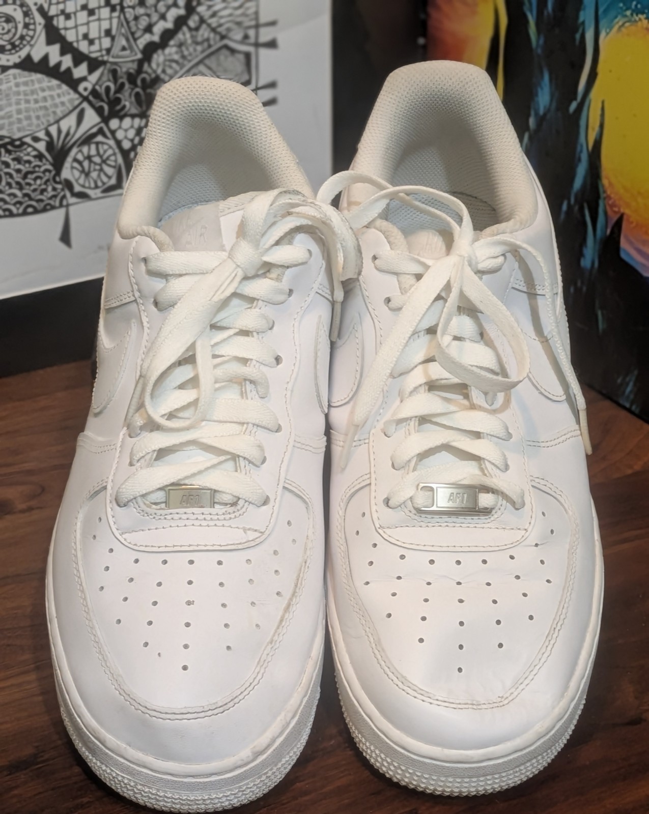 Nike Air Force 1 White Men’s Low Top Leather Athletic Sneakers