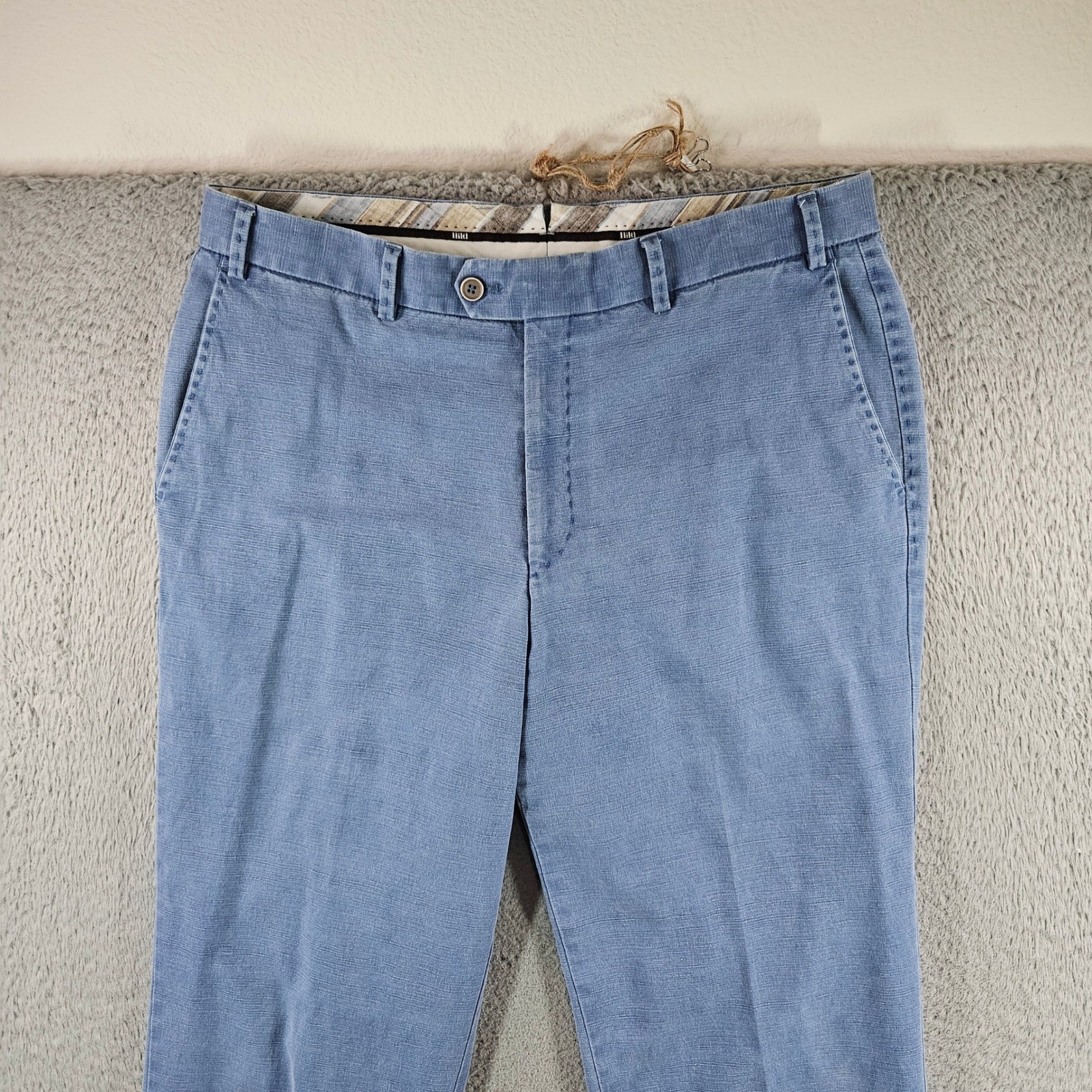 Hiltl Darby-So Mens Blue Cotton Linen Blend Trousers Made in Germany 33×31