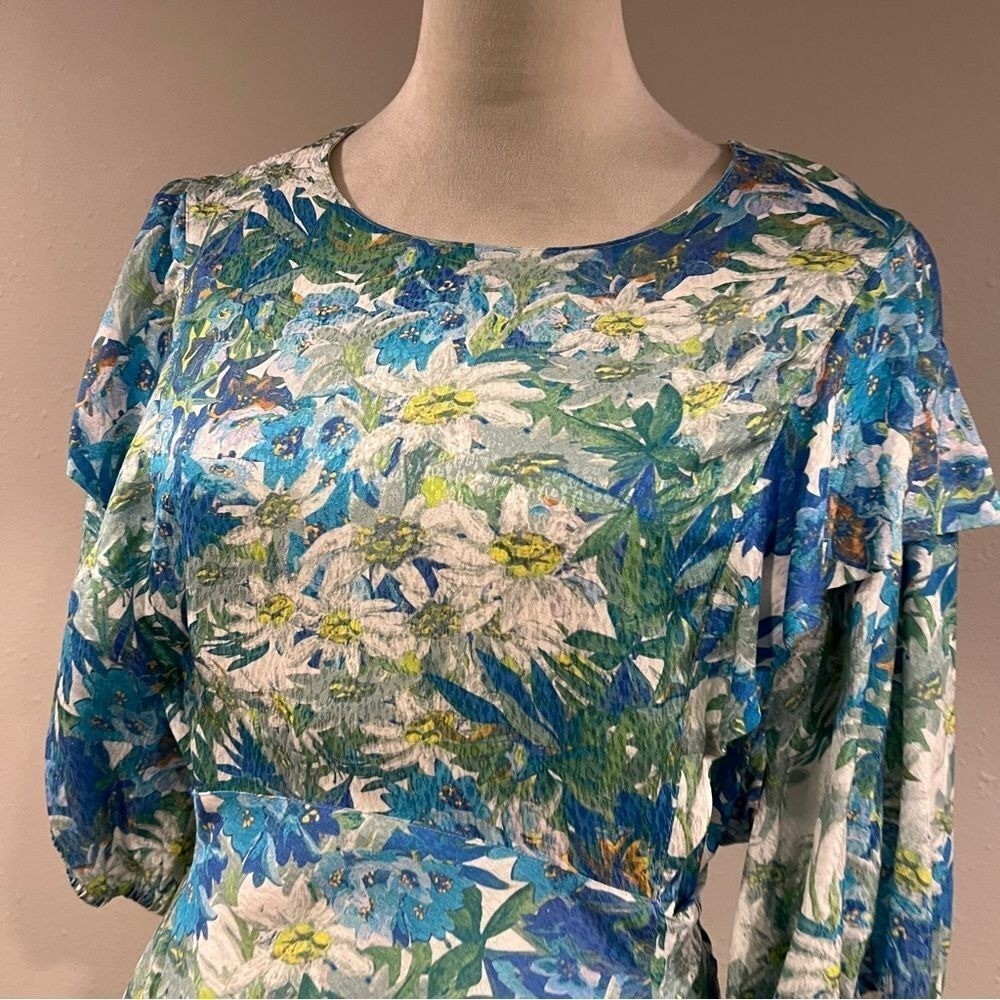 Ted Baker Nicciey Floral Puff Sleeve Midaxi Dress size 6