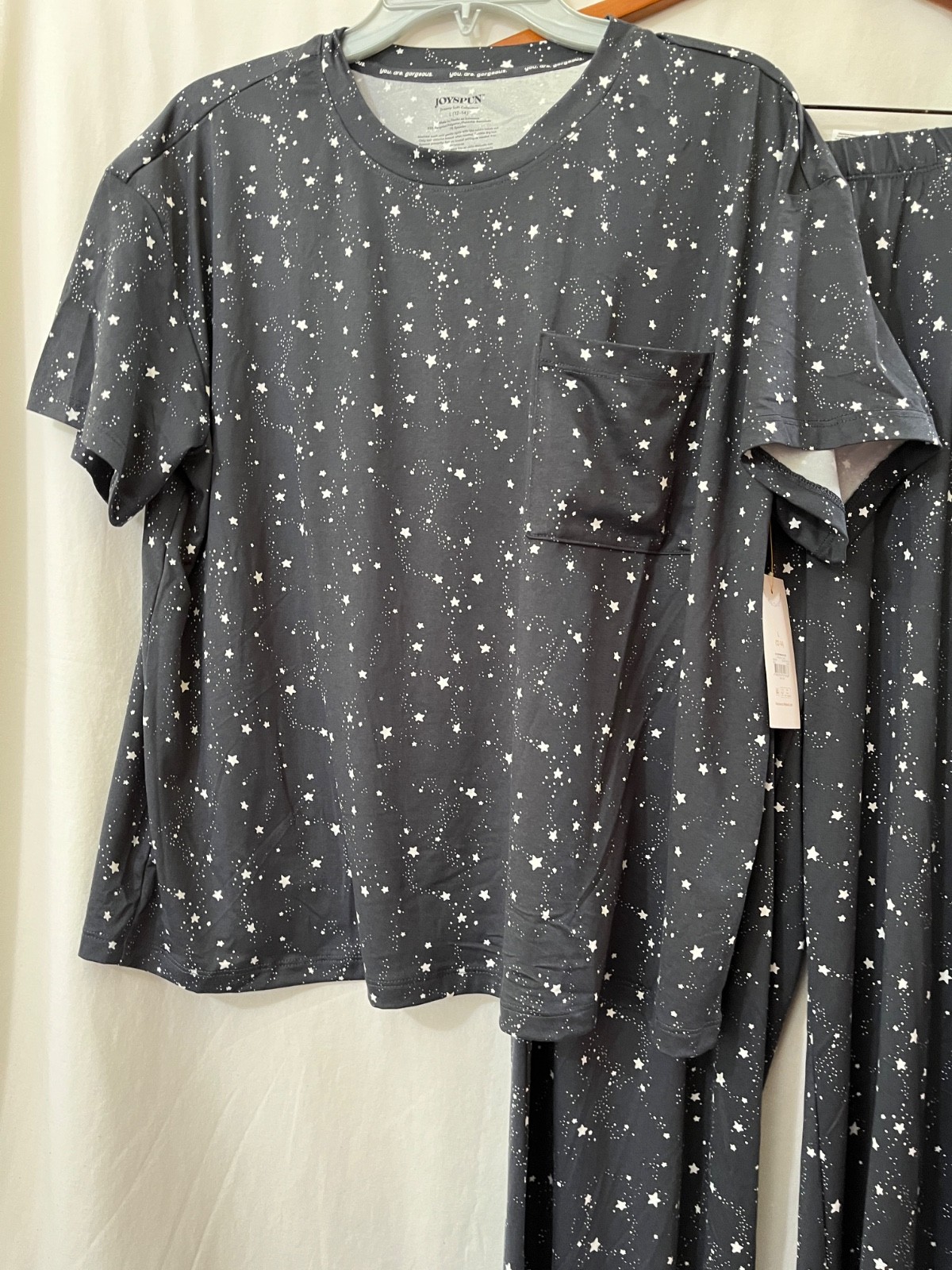 New Joyspun Womens Stars Pants Pajama set Charcoal many sizes