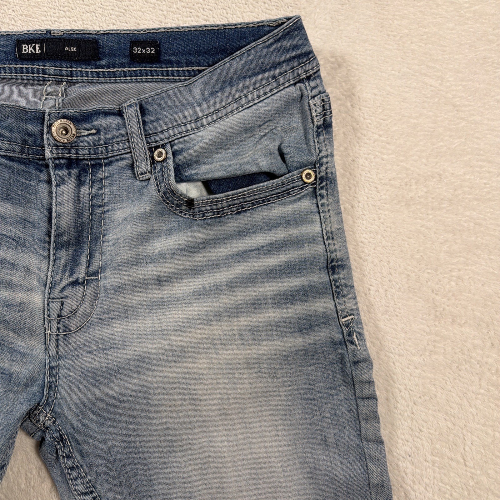 BKE Alec Men’s Straight Jeans 32×32 Light Wash Stretch Denim