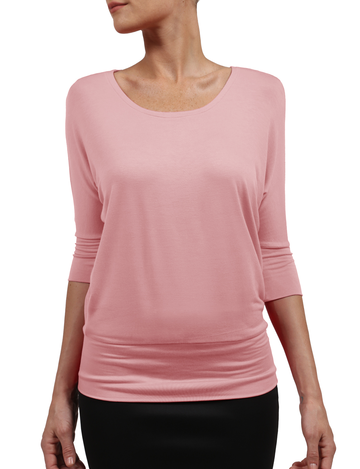 NE PEOPLE Womens Super Soft 3/4 Sleeve Batwing Dolman Top With Stretch NEWT228