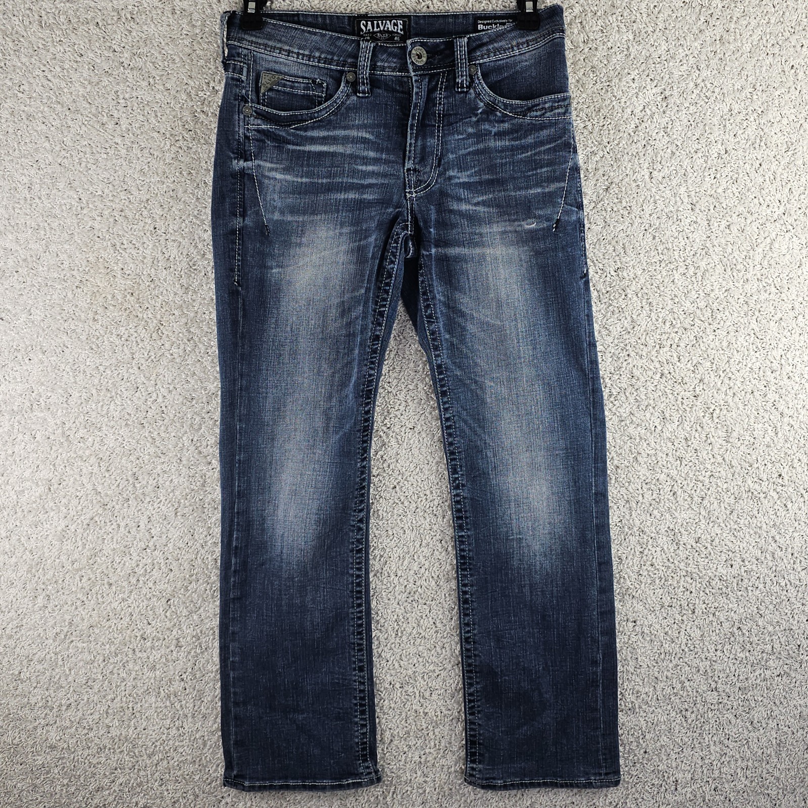 Buckle Salvage Jeans Mayhem Regular Bootcut Fit Dark Wash Denim Mens 29S 31×29
