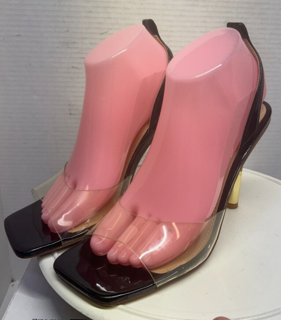 Steve Madden Womens Buoyant Black Heel Sandals Open Toe Clear toe Shoes 8 39 M