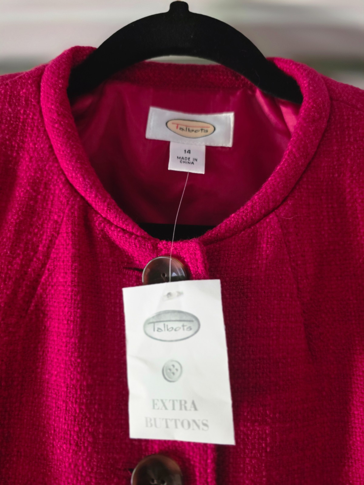 TALBOTS REDDISH FUSHIA COLOR COTTON BLEND BLAZER SZ.14 NWT