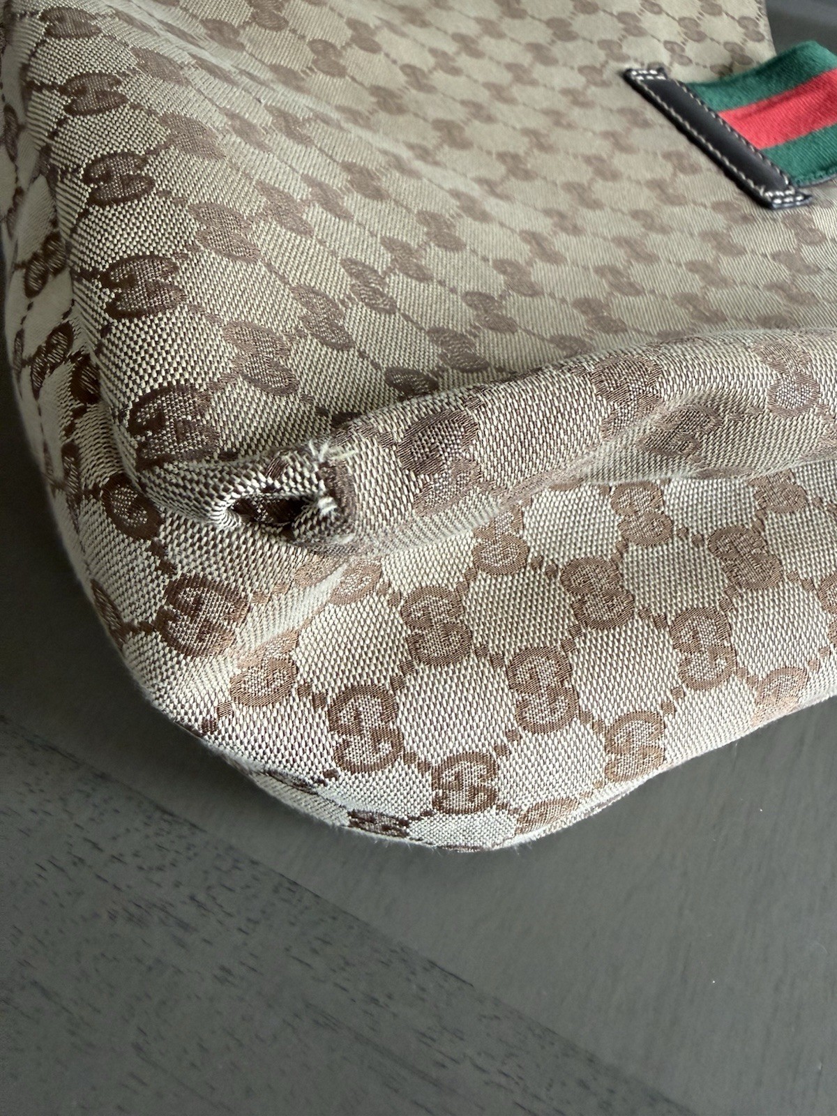 Gucci GG Web Hobo Bag Medium Brown Canvas