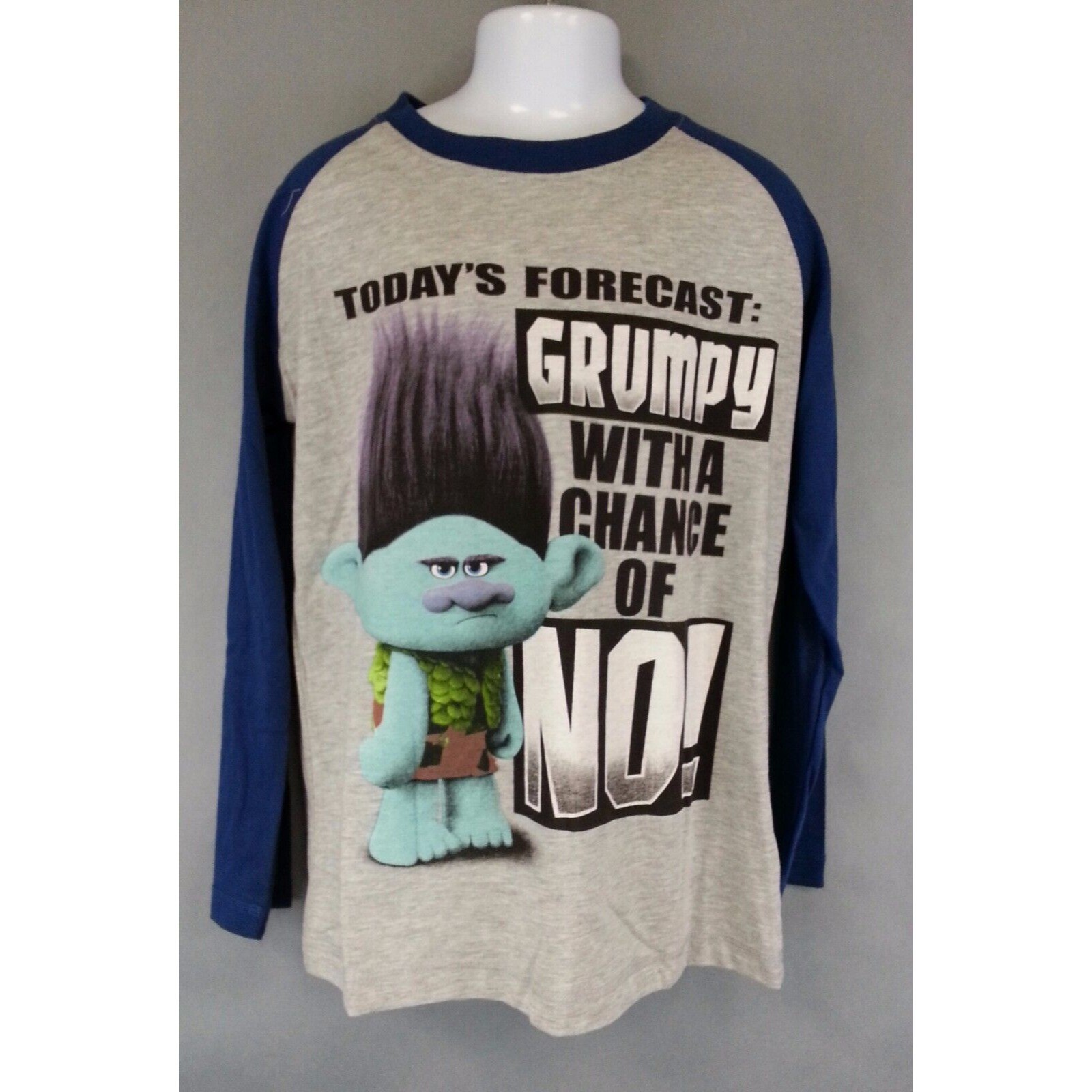 NWT Trolls Movie Forecast Grumpy With A Chance Of No Youth Size XL Kids Shirt