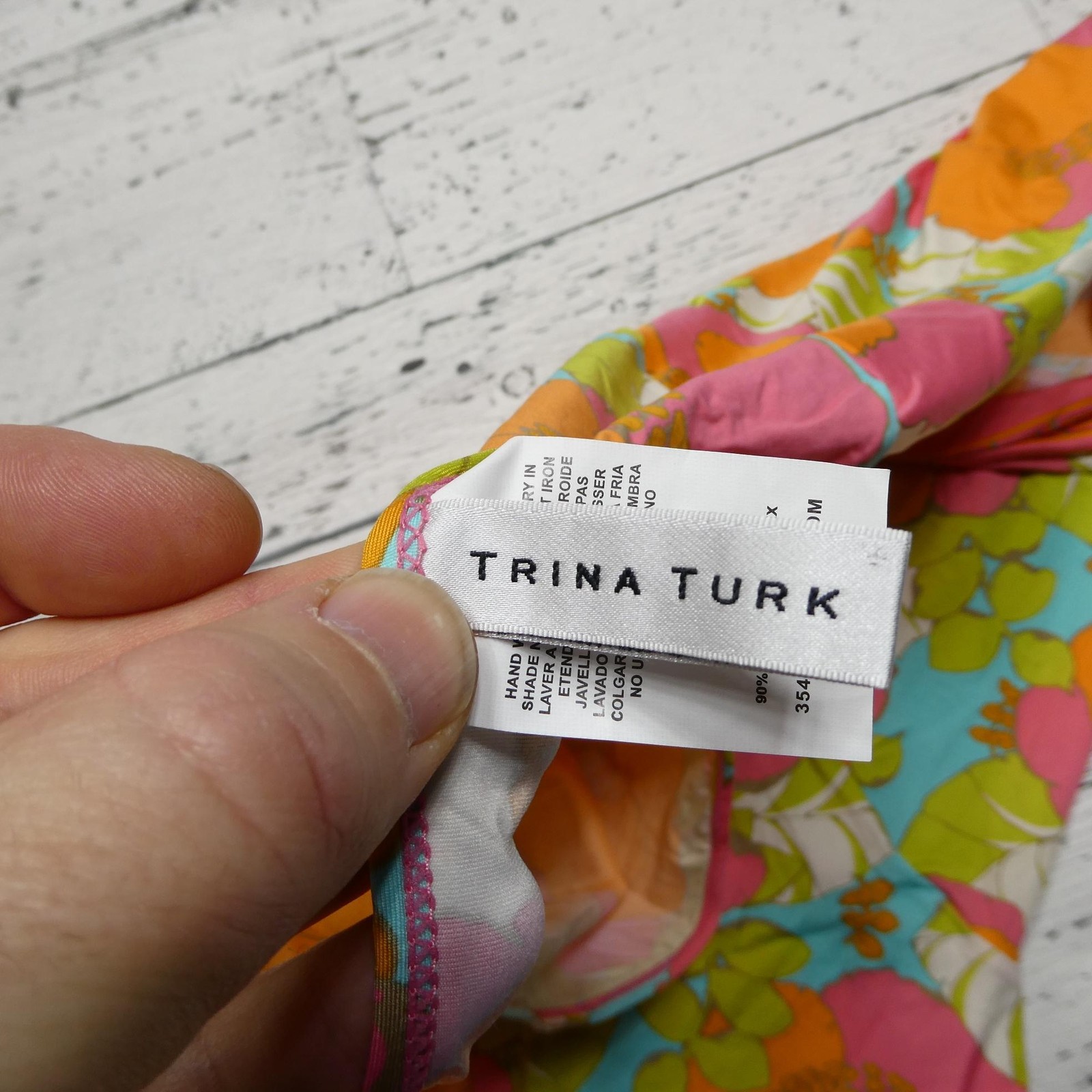 Trina Turk Shirt Womens Small Multicolor Floral Batwing Dolman Top Nylon Print