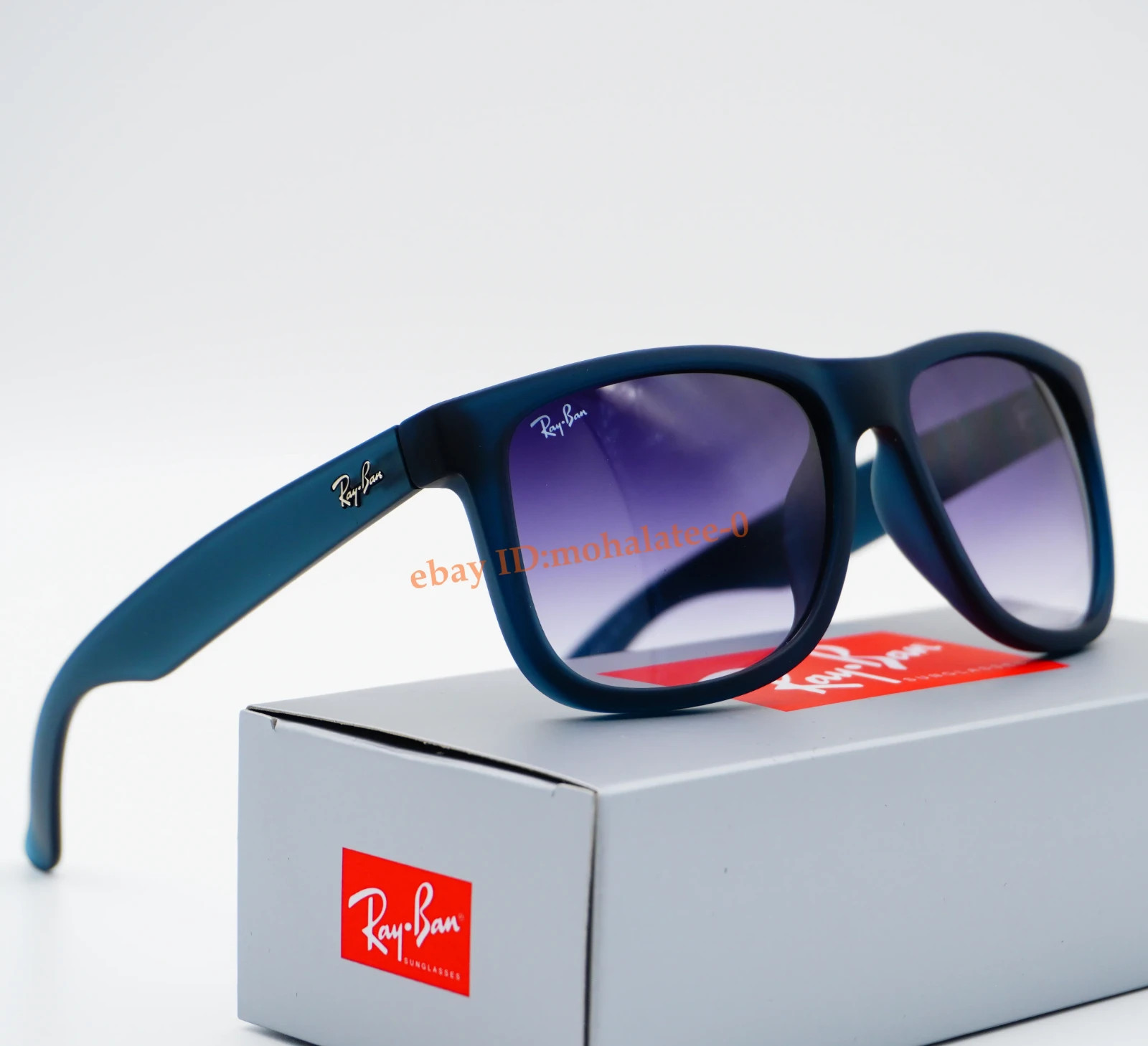 Ray-Ban Justin RB4165 54mm Square Sunglasses Blue Rubber Grey Gradient Unisex
