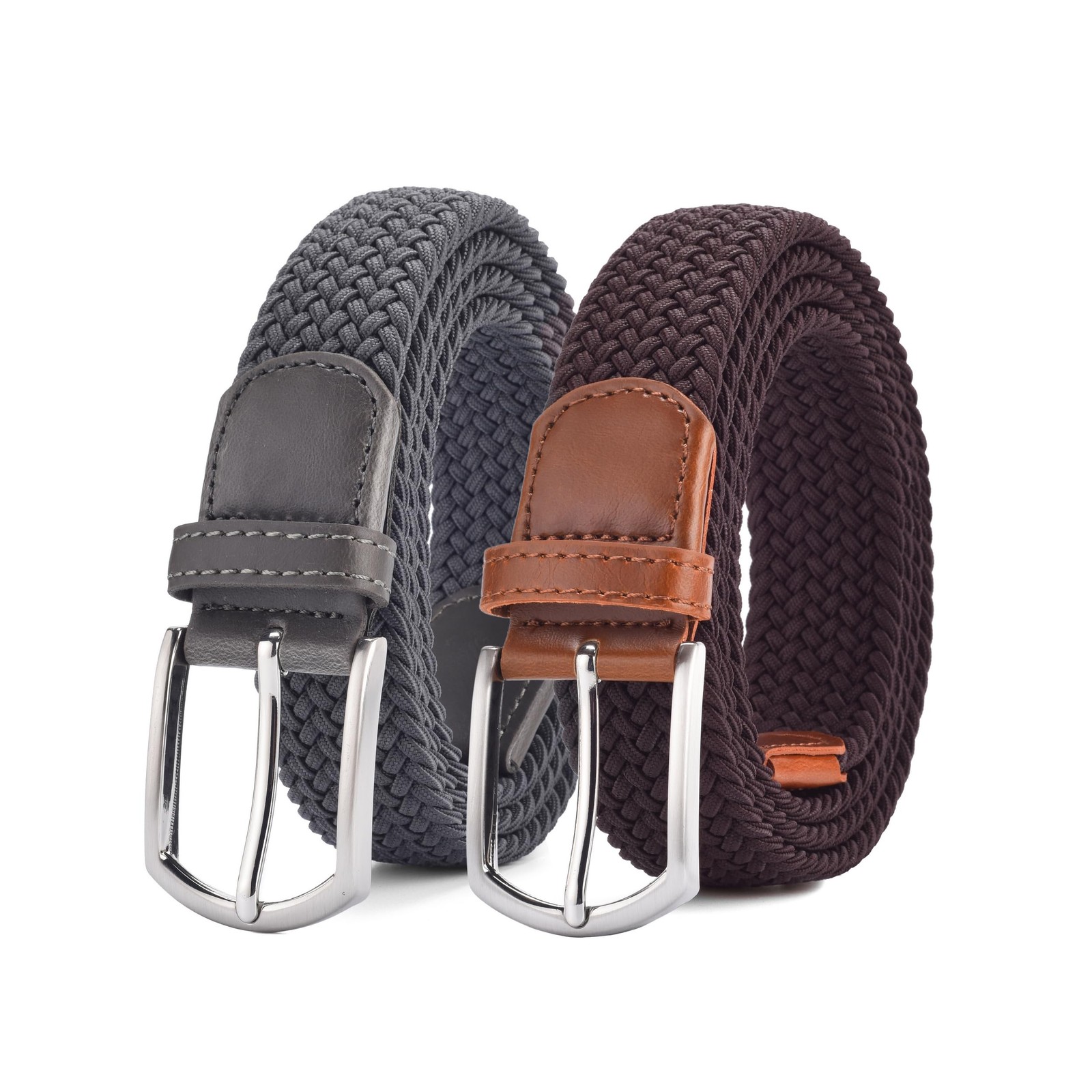 Mens Stretch Woven 1.3 Inch Wide Elastic Braided Belt Casual Sports Waistband