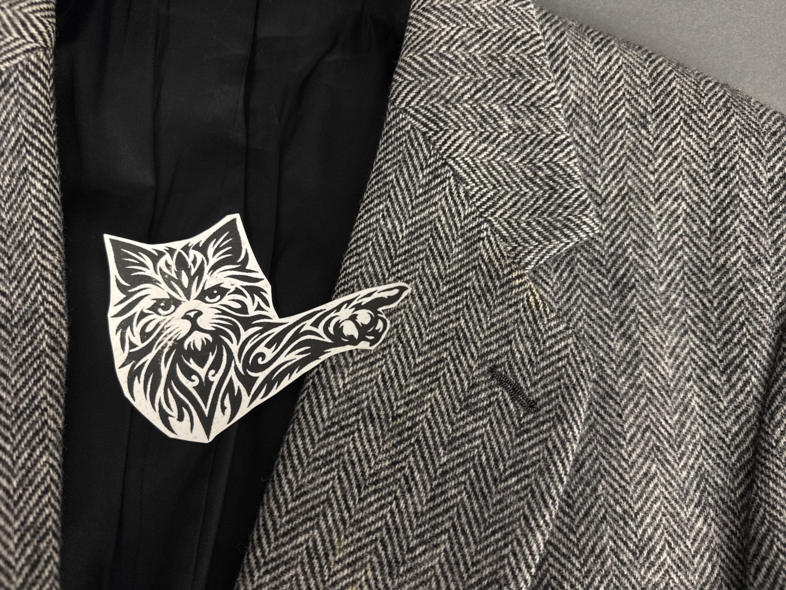 Deansgate Herringbone Blazer 46L Grey Wool Jacket Smart Vintage Tailoring