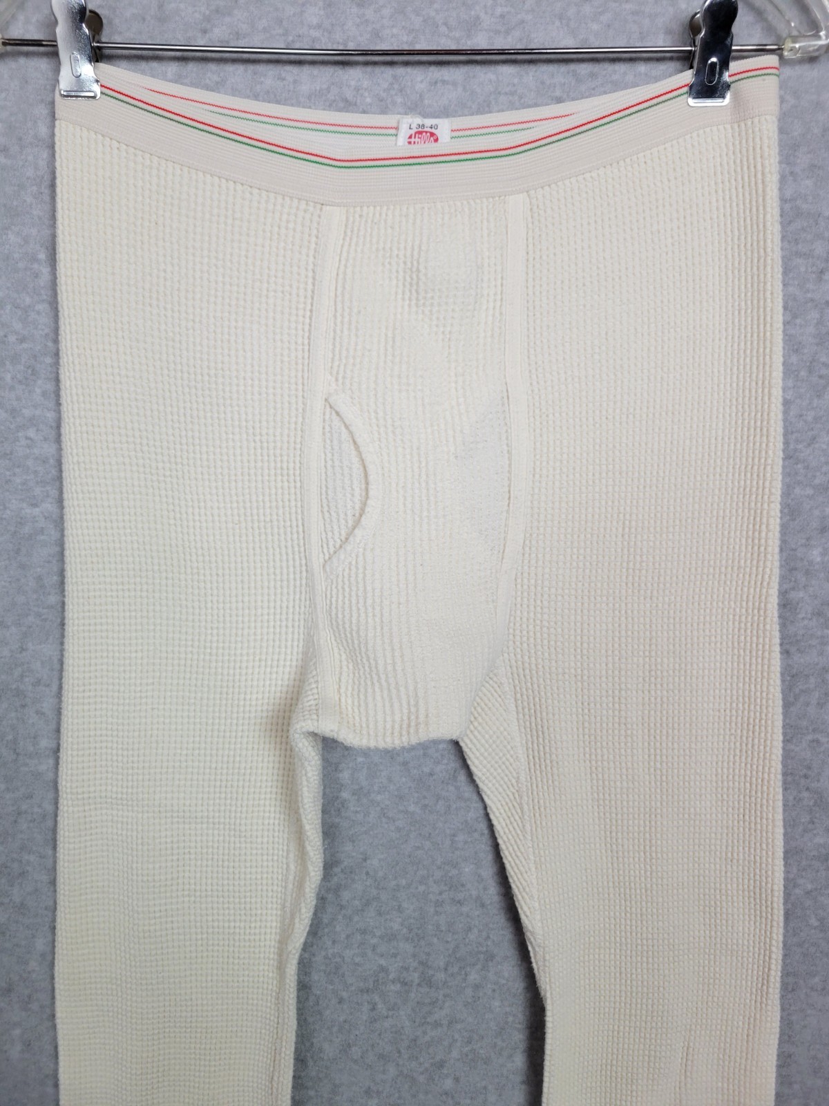 Vtg Hills Store Mens White Cotton Thermal Long Johns Waffle Knit Cotton USA L