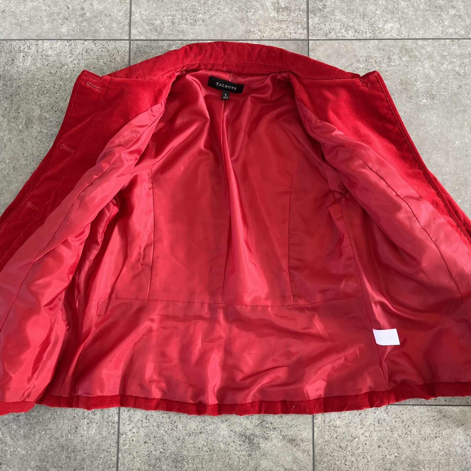 Talbots Red Cotton Velvet Jacket sz 6 Quilted Button Close EUC!