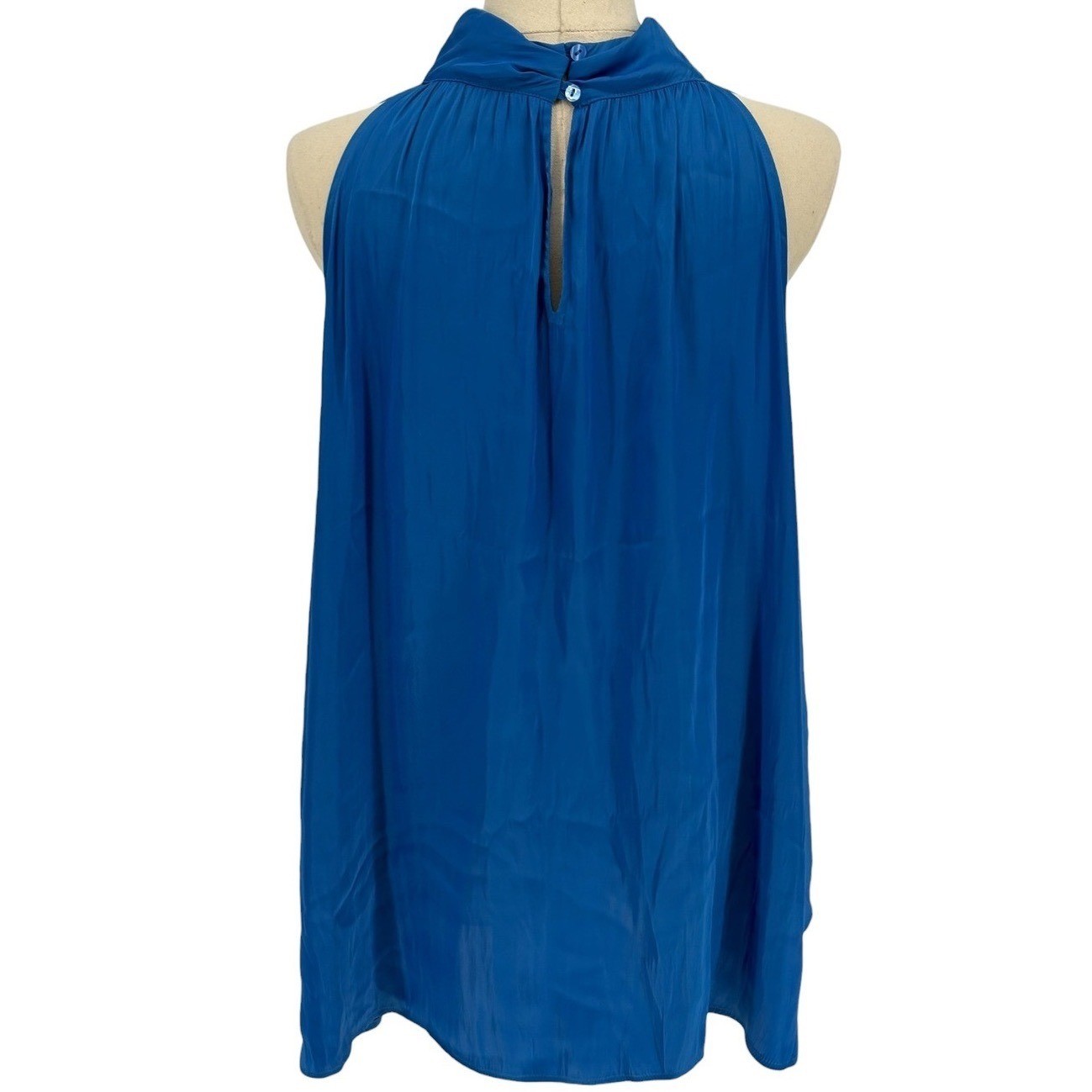 Ann Taylor Factory Blue Mock Neck Sleeveless Blouse Women’s Size XL