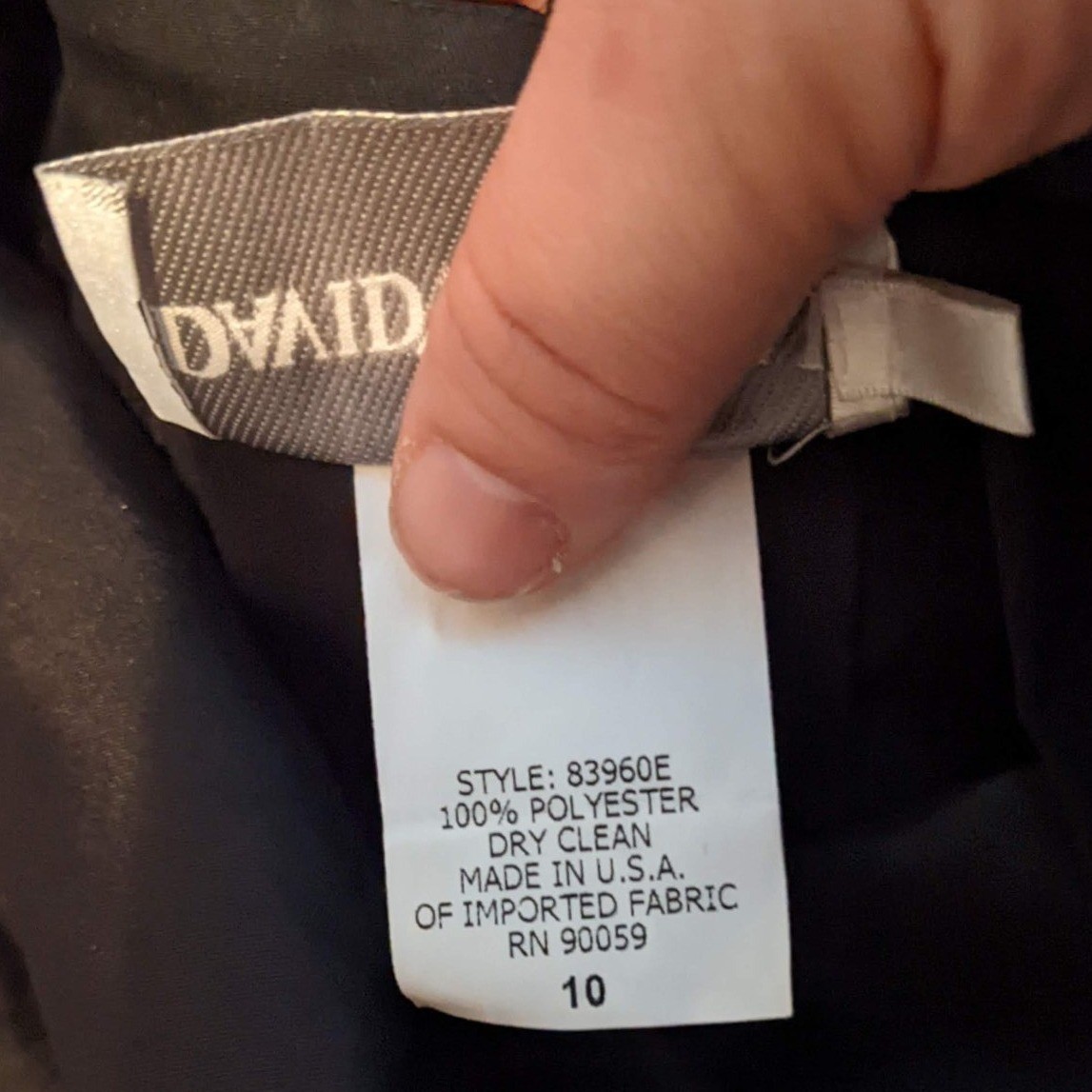 David’s Bridal Black Satin 2 Piece Set Halter Crop Top A-Line Skirt Size 10