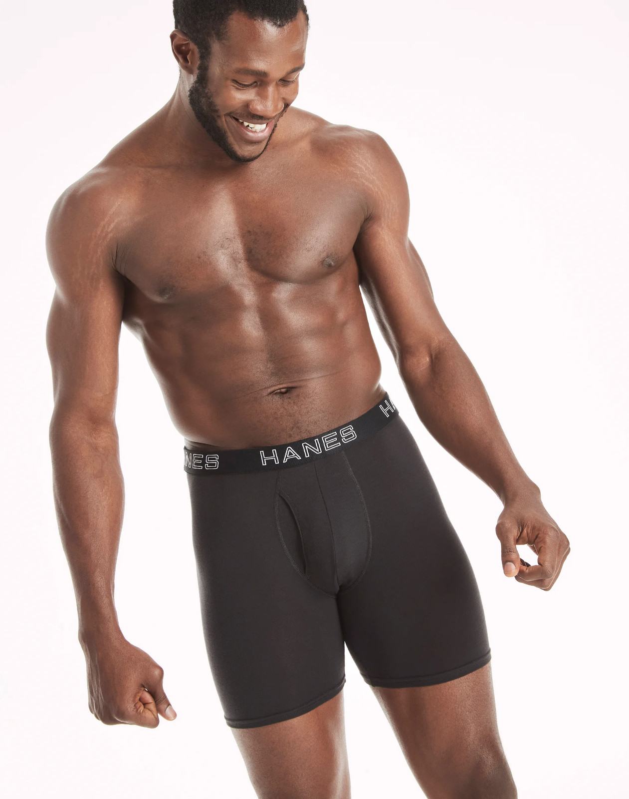 Hanes 4-Pack Men’s Ultimate Long Leg Boxer Comfort Flex Fit Brief Black/Grey