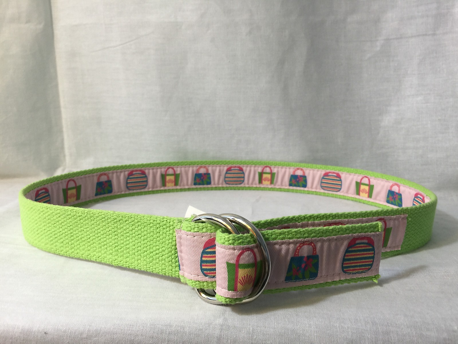 ESPRIT lime light green pink yellow red fabric canvas purse bag adjustable belt