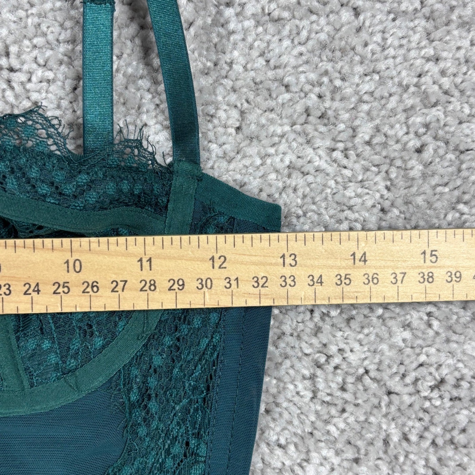 Emerald Green Lace Corset Top Bustier Sweetheart Neckline Hook Eye Back Small