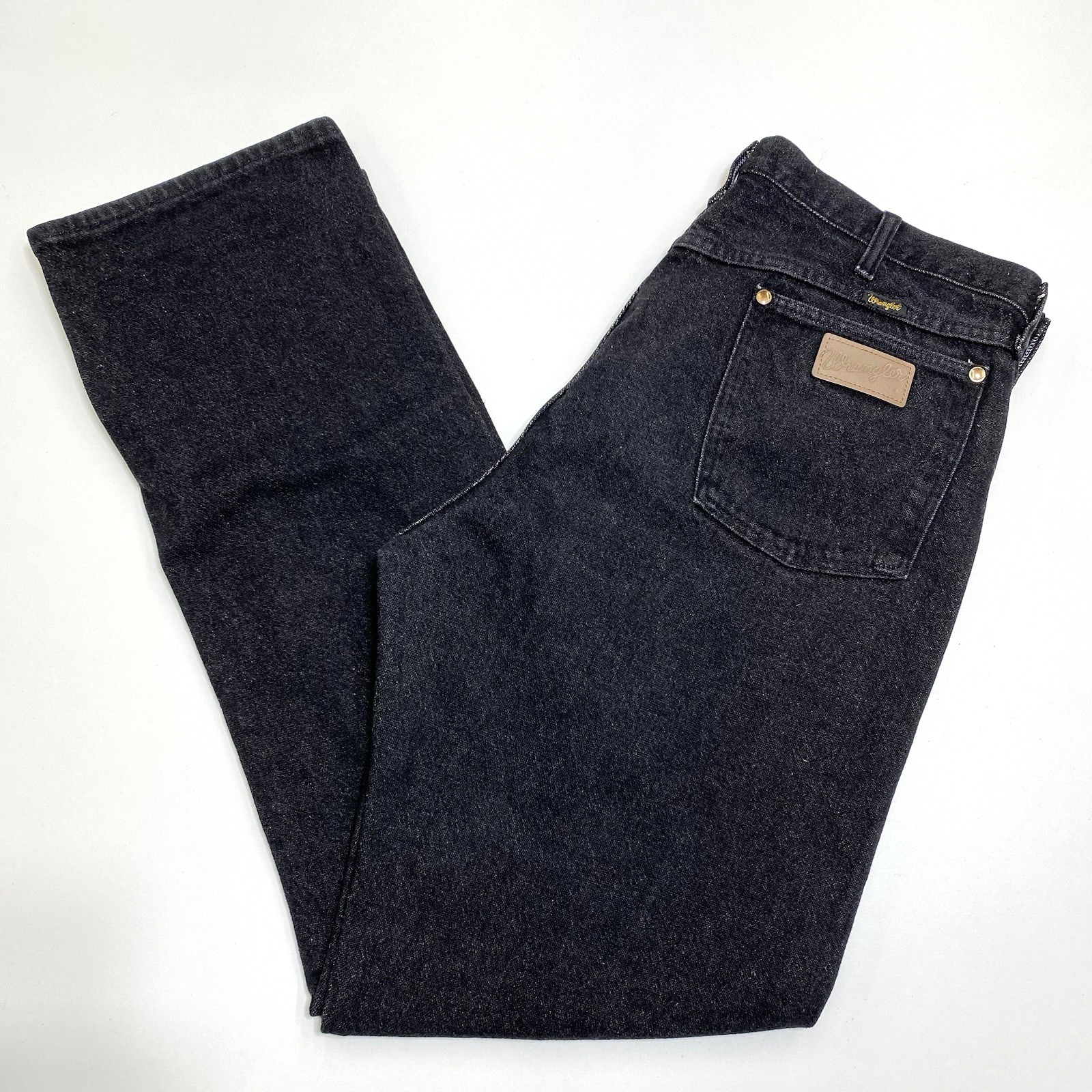 Vintage Wrangler Mens 38×34 Black Denim Zip Jeans Made in USA Cotton 13MWZPB