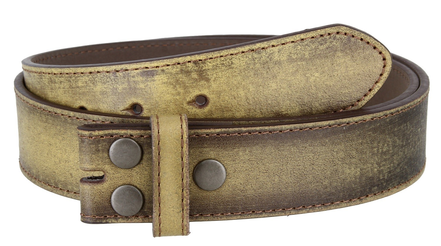 Vintage Distressed Style Genuine Leather Casual Belt Strap 1-1/2″ Wide, TAN