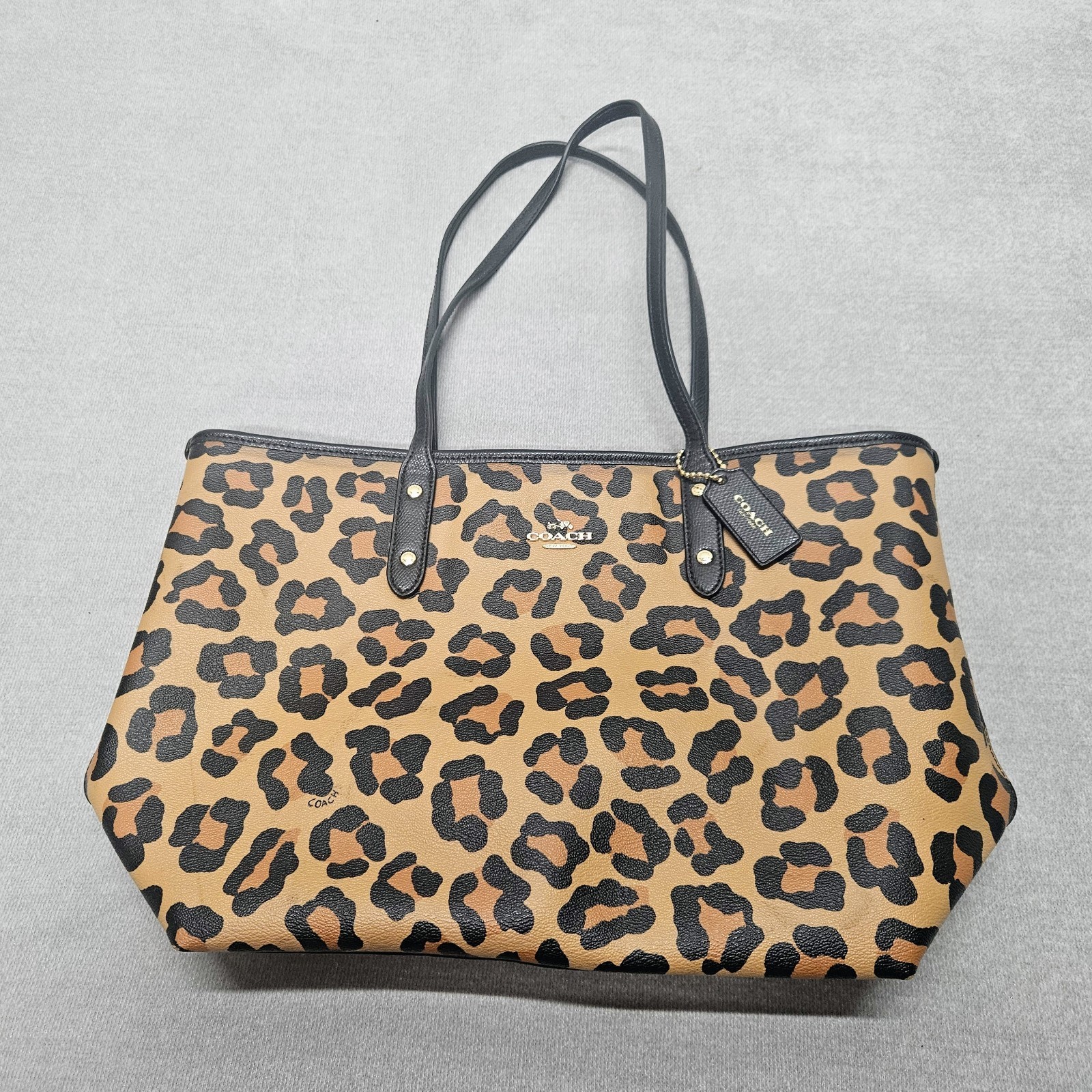 Coach F36883 City Zip Tote Leopard Ocelot Print Coated Canvas Shoulder Bag