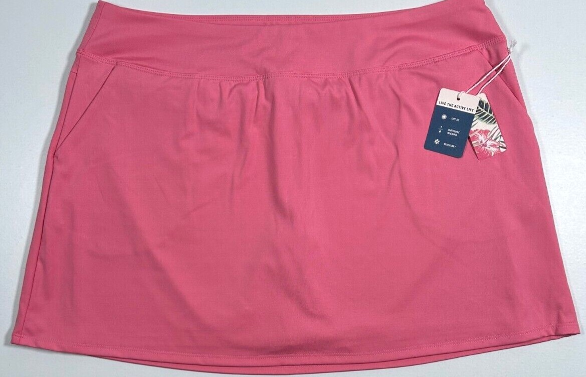 New Tommy Bahama Golf Tennis Skort Skirt L XL Blush Pink Solid Side Pockets O1