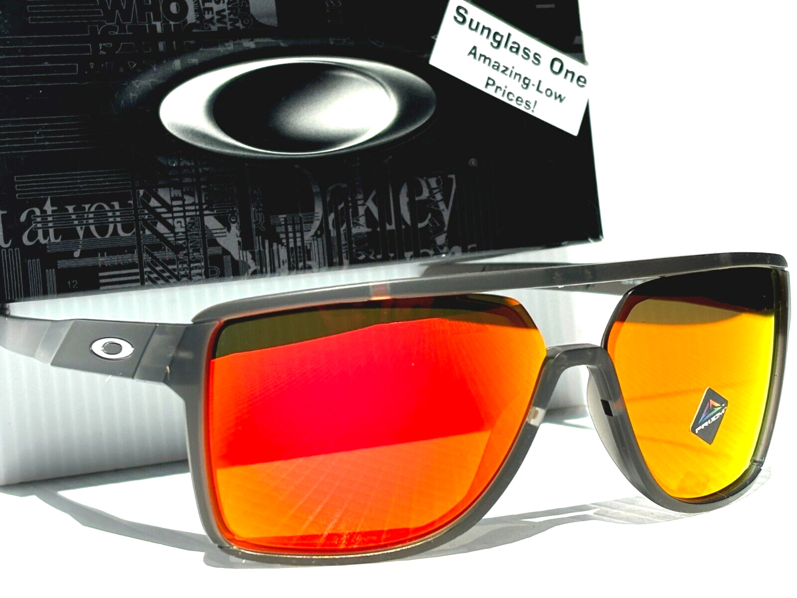 NEW Oakley CASTEL Matte Smoke Grey Frame PRIZM Ruby Mirror Lens Sunglass 9147-05