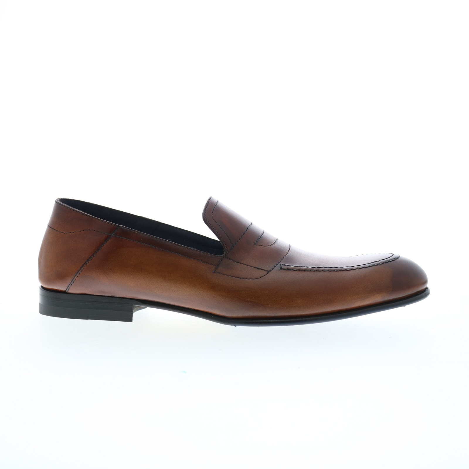 Di Bianco Nerano Mens Brown Leather Slip On Loafers & Slip Ons Penny Shoes