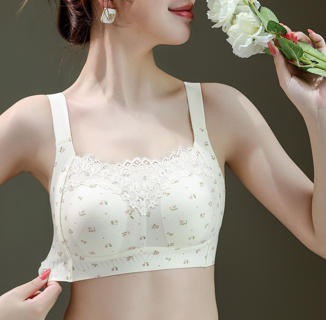 Women Bras Full coverage Seamless Ultra-thin Lace Vest Plus size Underwear 2861