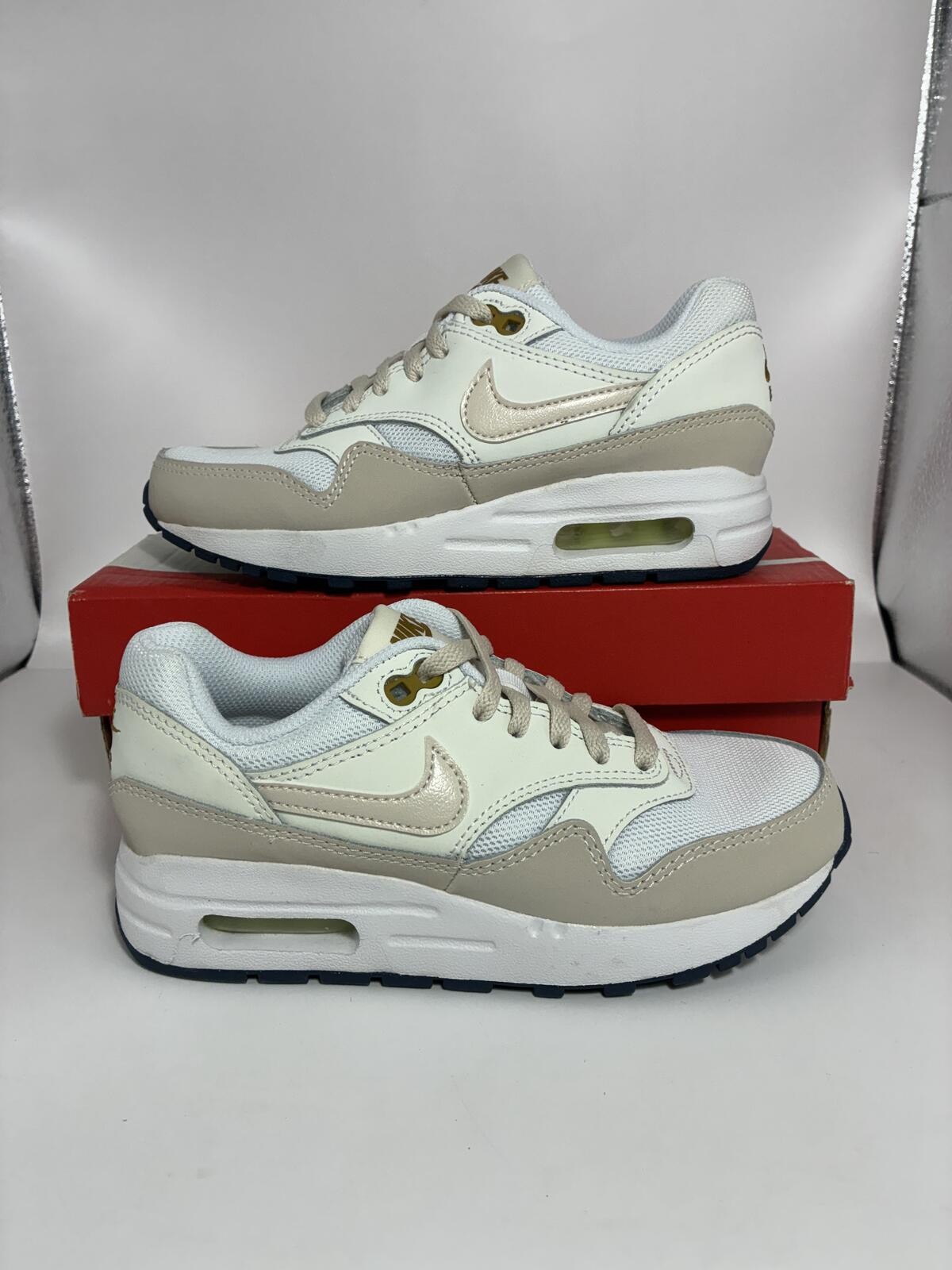 Size 2y – Nike Air Max 1 Leather Mesh Light Orewood Kids