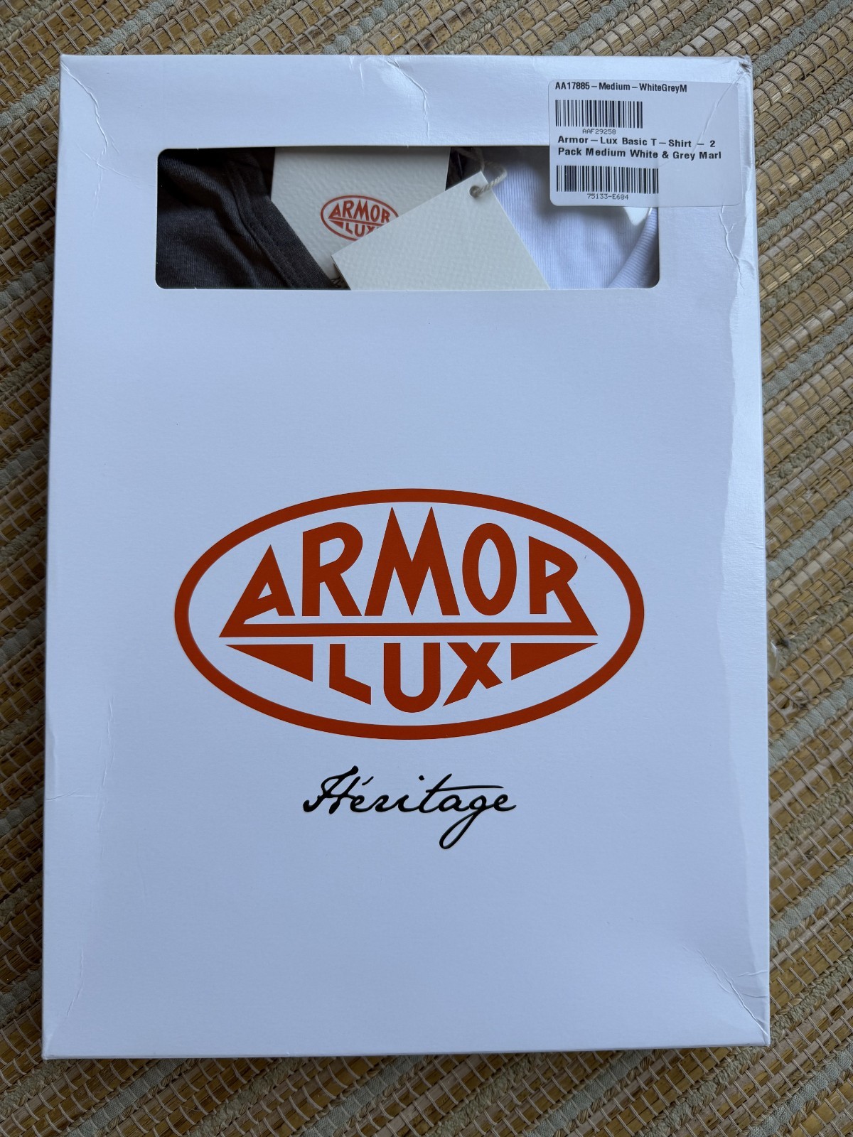 ARMOR LUX 2-Pack Heritage Crew Neck Shirt White and Grey Men’s Size M – New