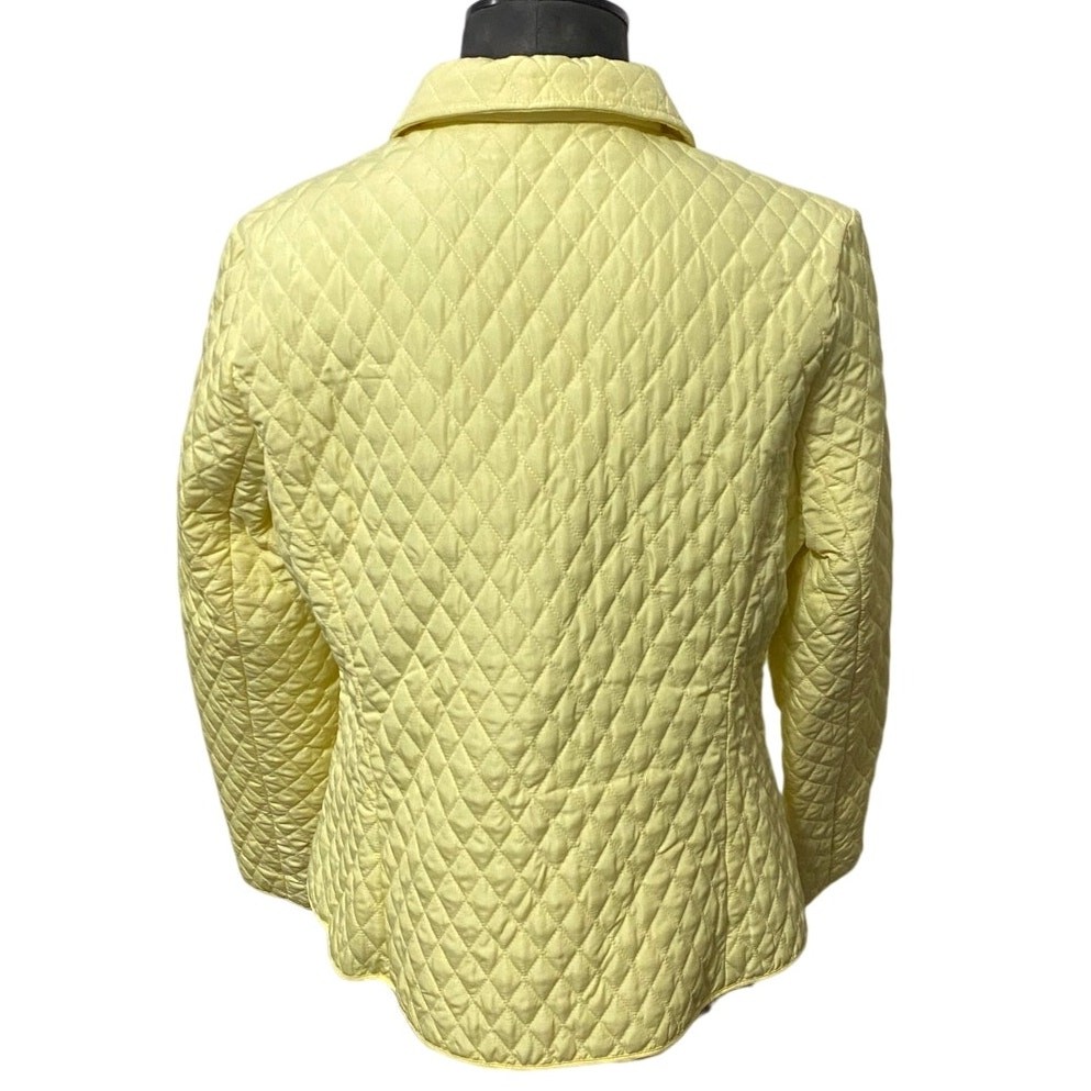 Briggs New York Women’s Jacket Large Yellow Quilted Button Up Coat Pockets