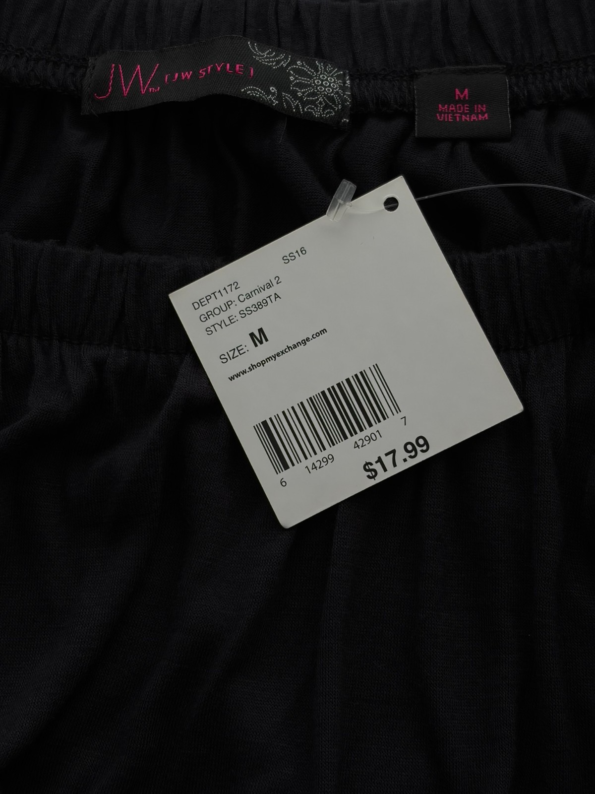 NWT JW Style Womens Medium Black Off Shoulder Long Sleeve Knit Top Boho Casual