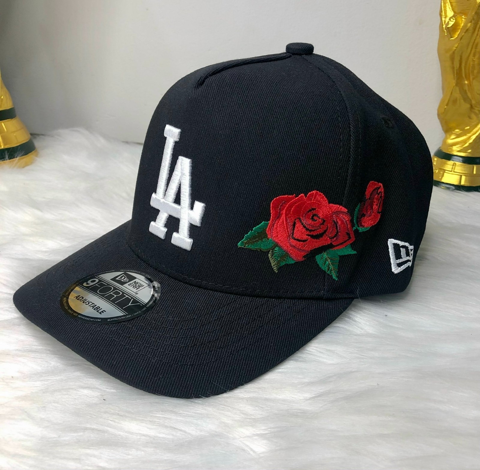NEW Era 9FORTY LA Dodgers Black Rose Floral Embroidered Adjustable Baseball Cap