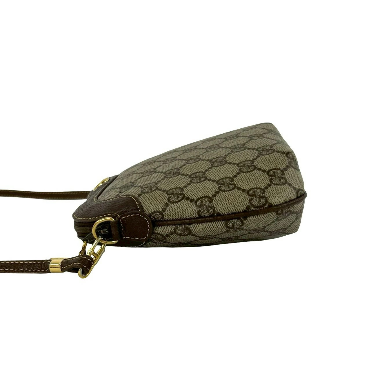 GUCCI Vintage Old Gucci GG Logo Pattern Hardware Leather Mini Shoulder Bag Brown
