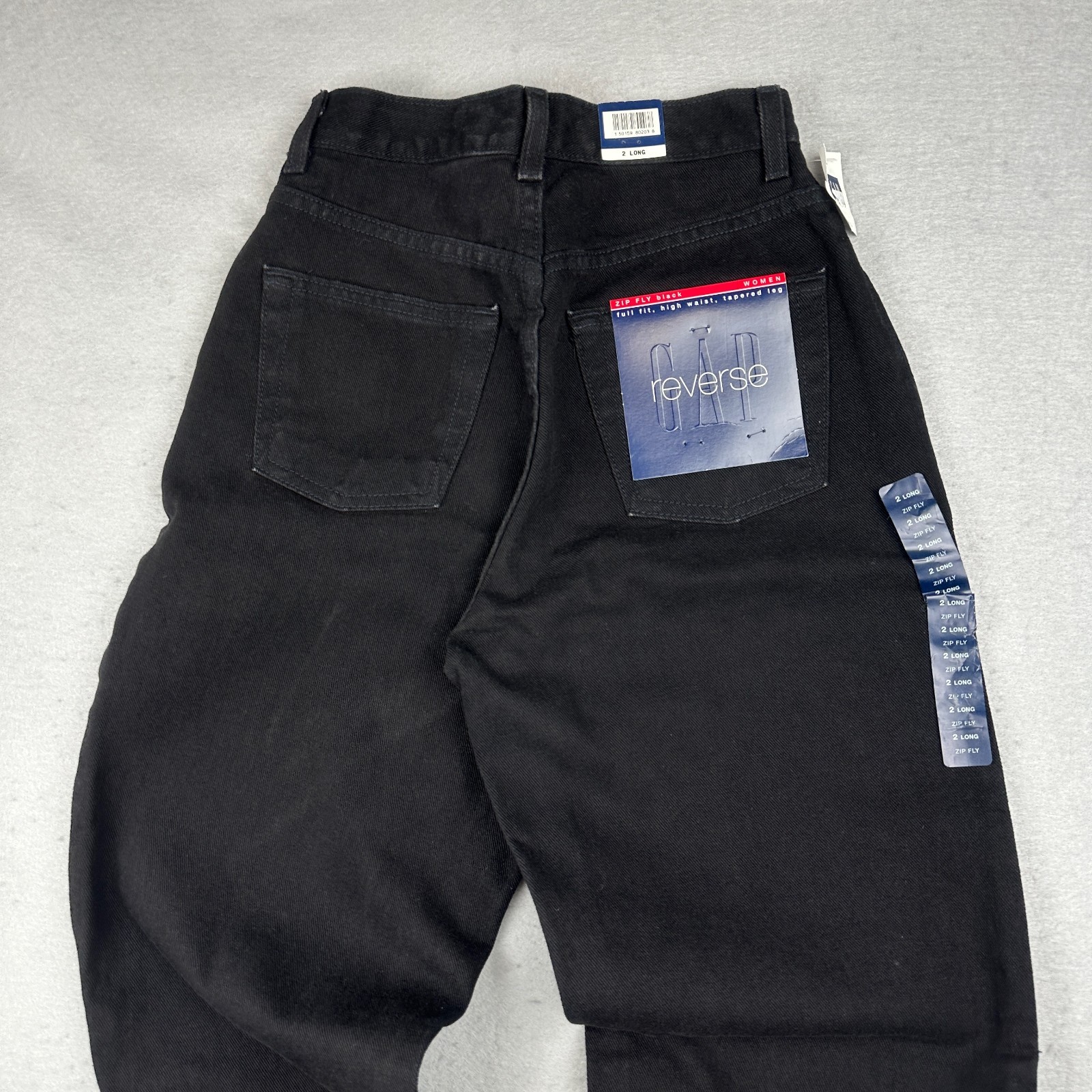 Vintage Gap Jeans Womens 2 Long Black (22×33) Deadstock NOS Reverse Fit Y2K Mom