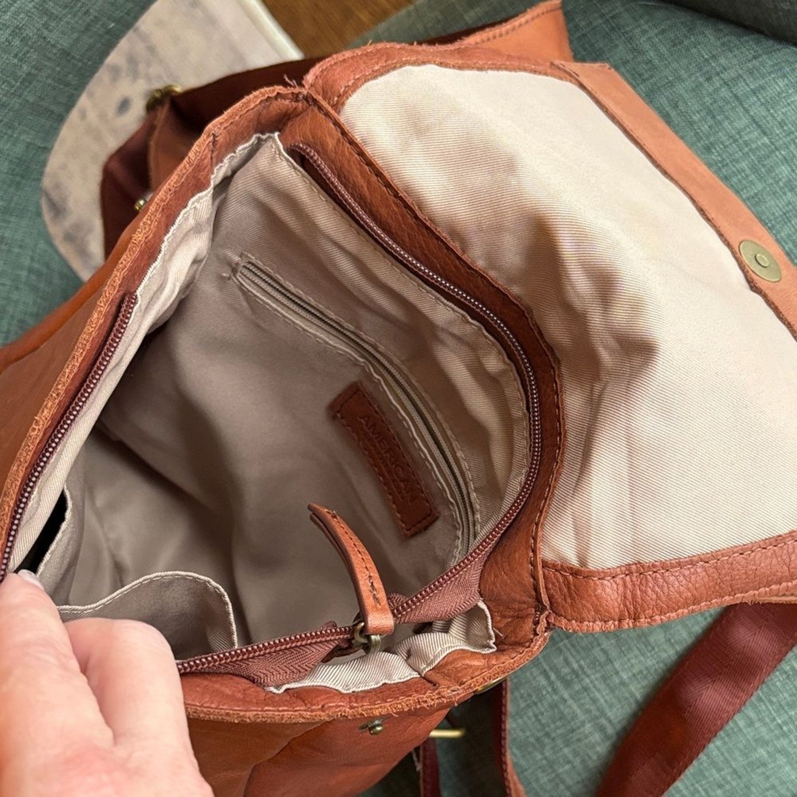 American Leather Co. brown Women backpack Bag purse neutral classic everyday GUC