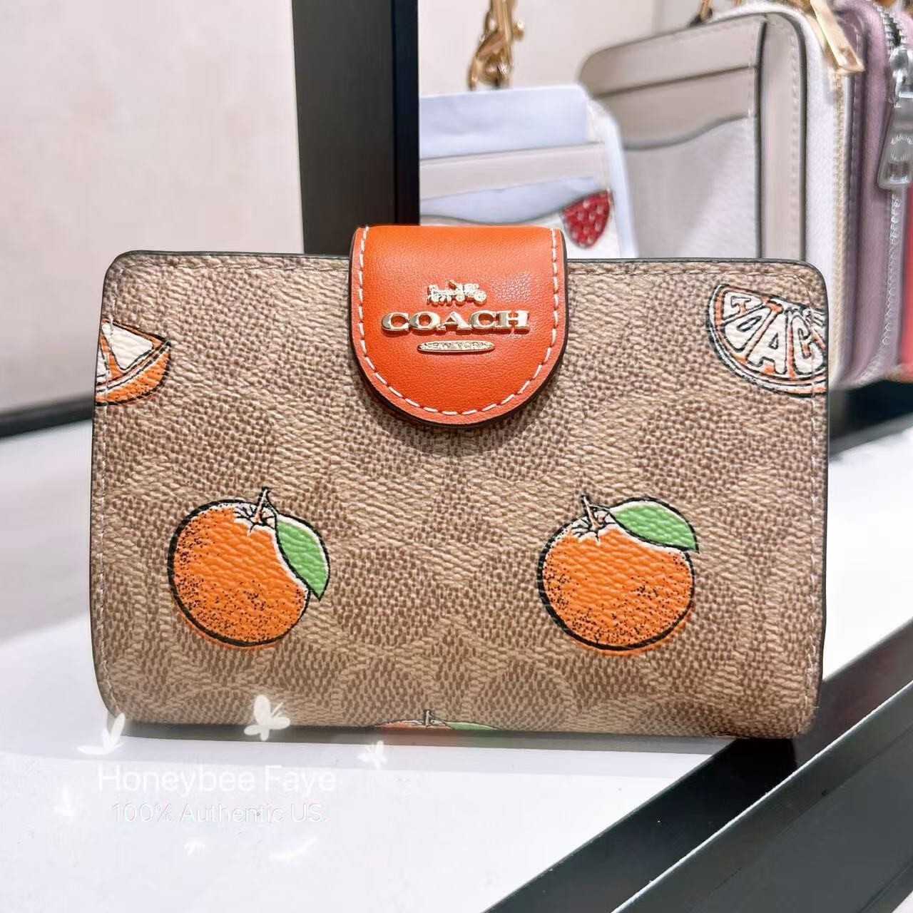 NWT Coach Medium Corner Zip Wallet With Strawberry/Lemon/Orange Print