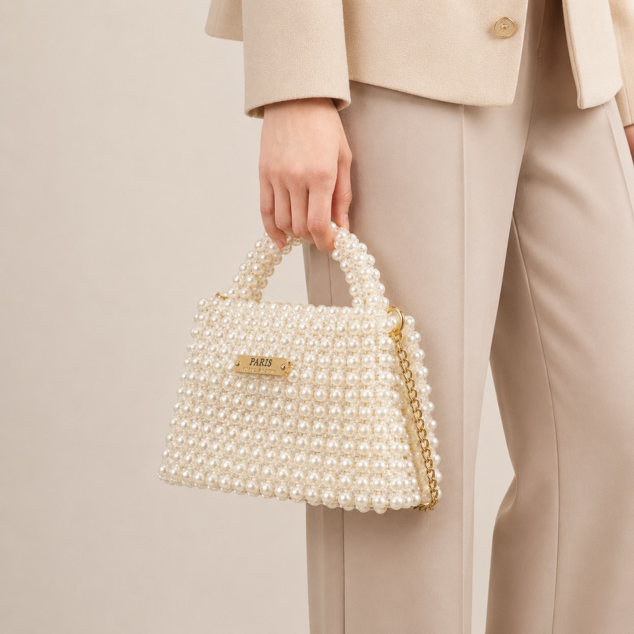 Pearl Beaded Crossbody Bag Handmade Paris Aesthetic Bridal Wedding Anniversary