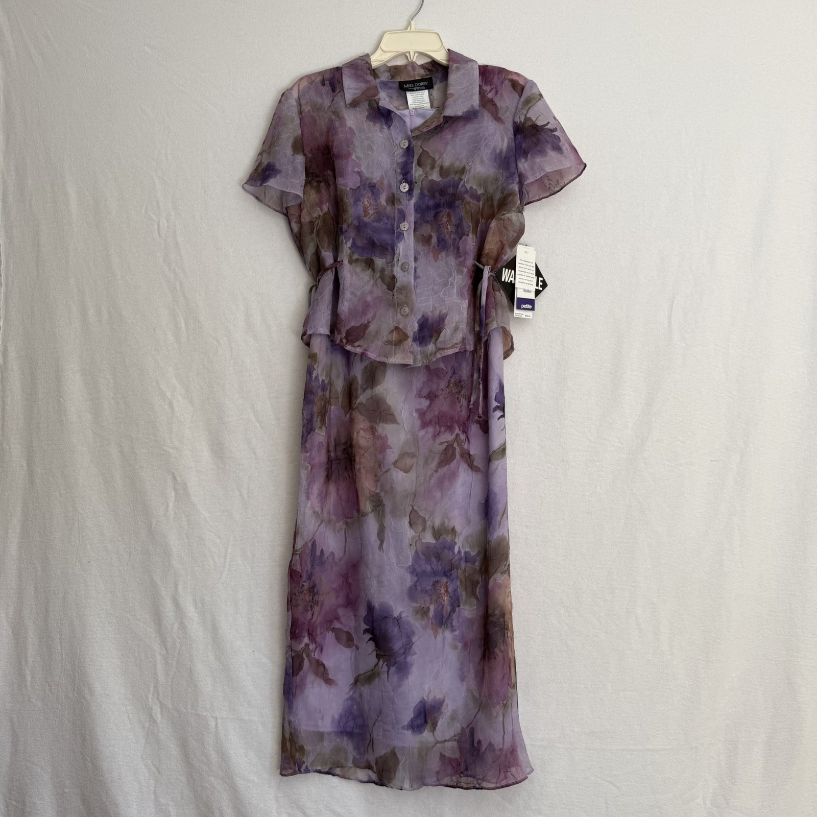 Vintage Miss Dorby 2 Piece Dress Set – Size 18 – Purple Floral Print