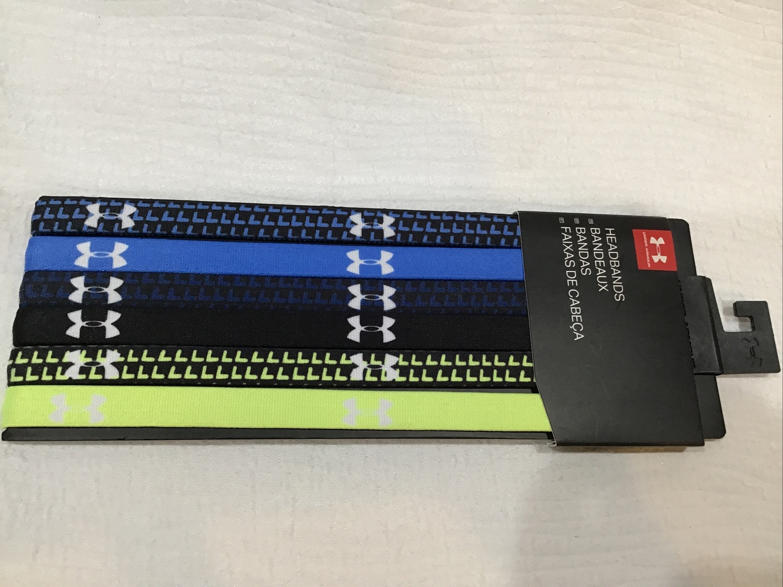 New Under Armour 6-pack Headbands Blue/Black/Neon Yellow/Multicolor!!