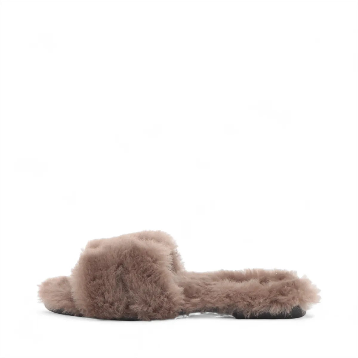 Hermès Oran Fur × Leather Sandals 38 Ladies’ Greige 231288Z Sheepskin Box There