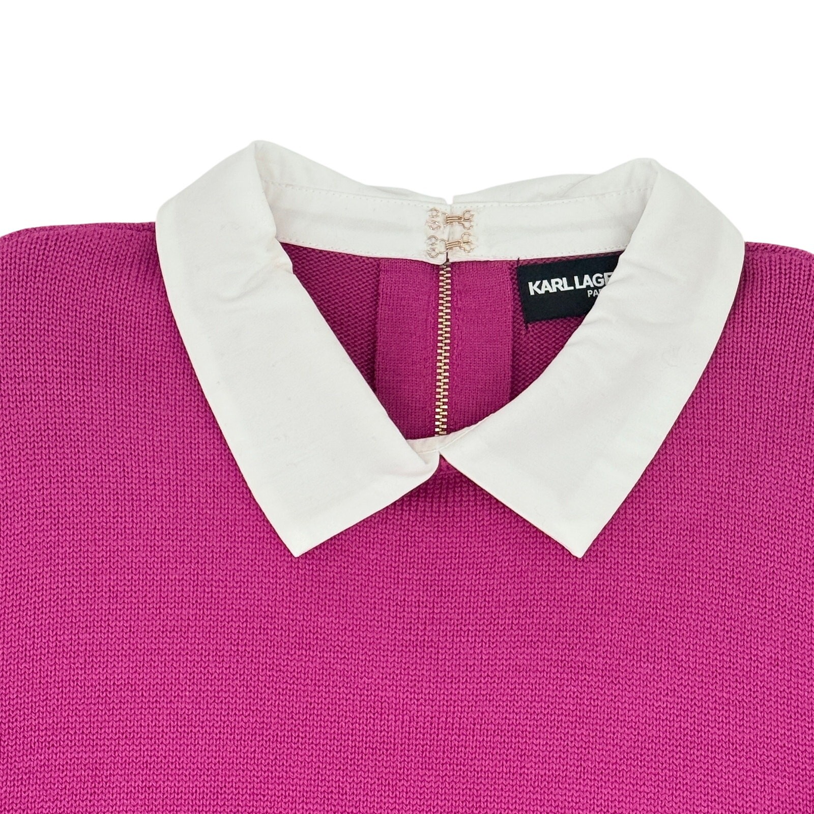 Karl Lagerfeld Layered Look Collared Sweater Womens Sz XL Pink Rhinestone