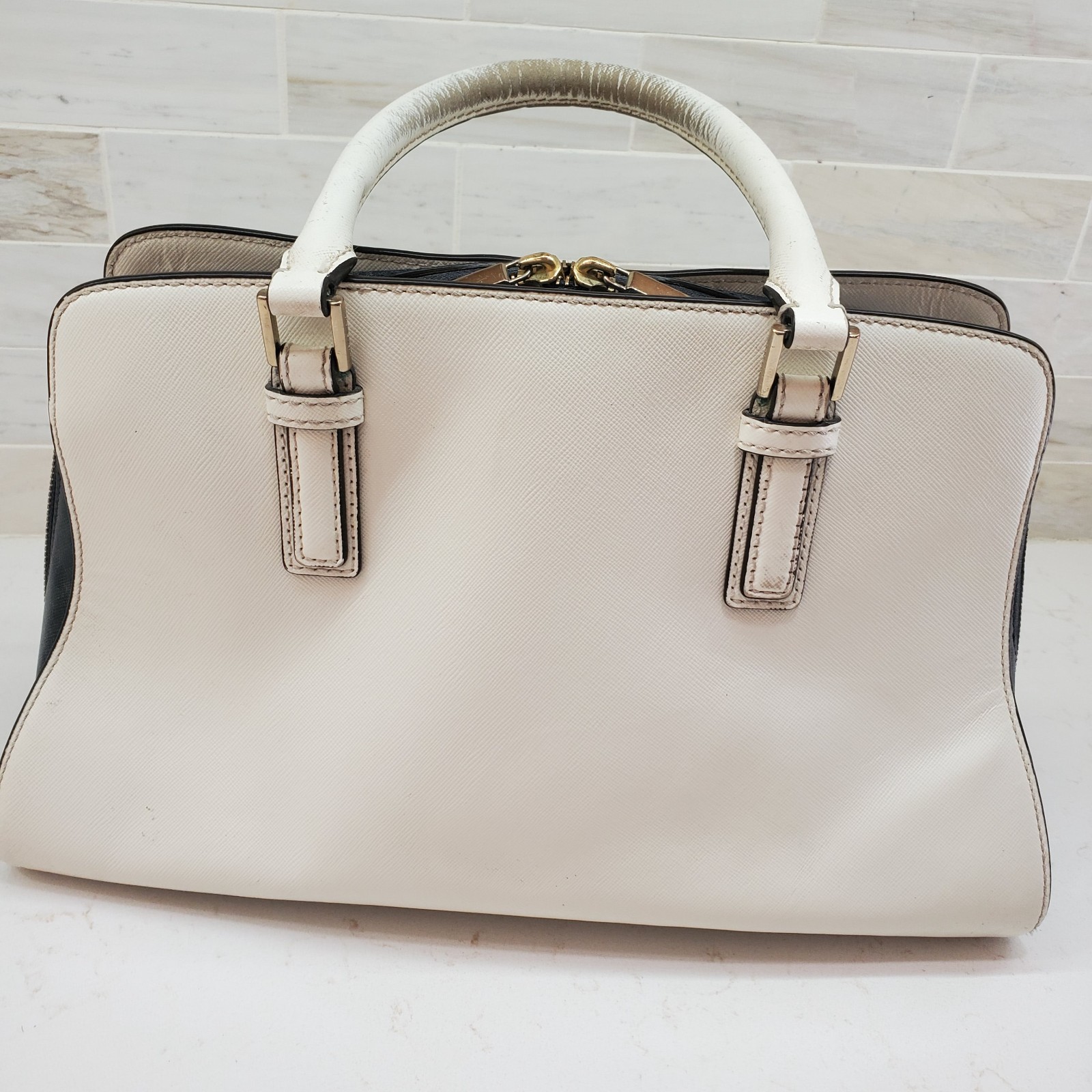 Tory Burch Curved Robinson Color Block Wear To Handles $408.10 Receipt Inside