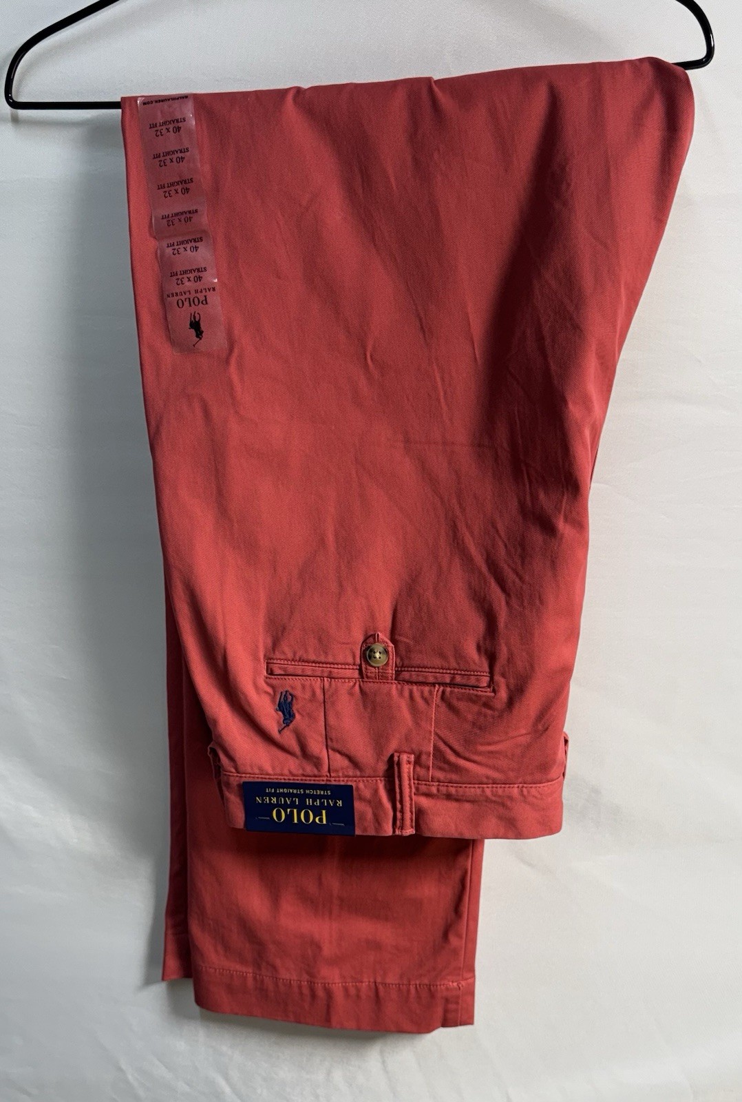Polo Ralph Lauren Mens Stretch Straight Fit Chino Twill Pants Salmon/Red NWT
