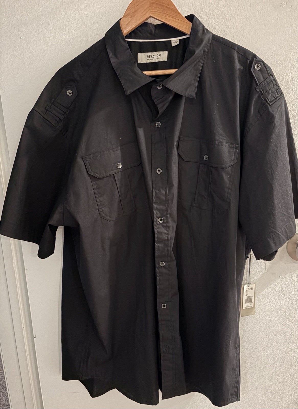 Kenneth Cole Reaction Black Button Up Shirt For Men Size 3X