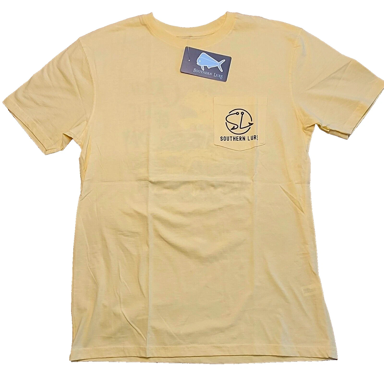 Southern Lure Men’s T shirt XL Catch of the Day Printed Pocket tee Yellow NWT