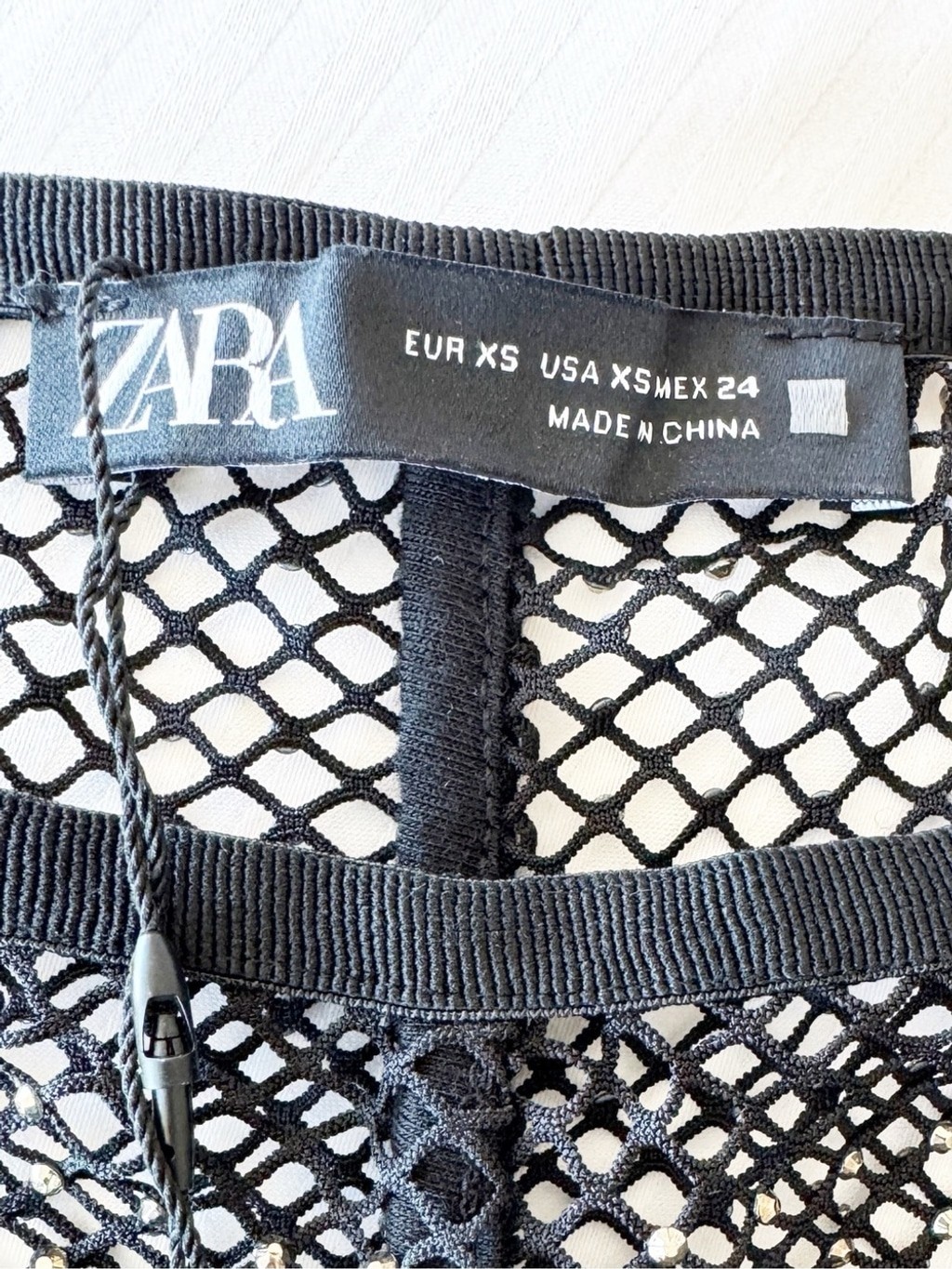 NWT Zara Rhinestone Shimmery Mesh Pants Black Size X-Small 9860/225