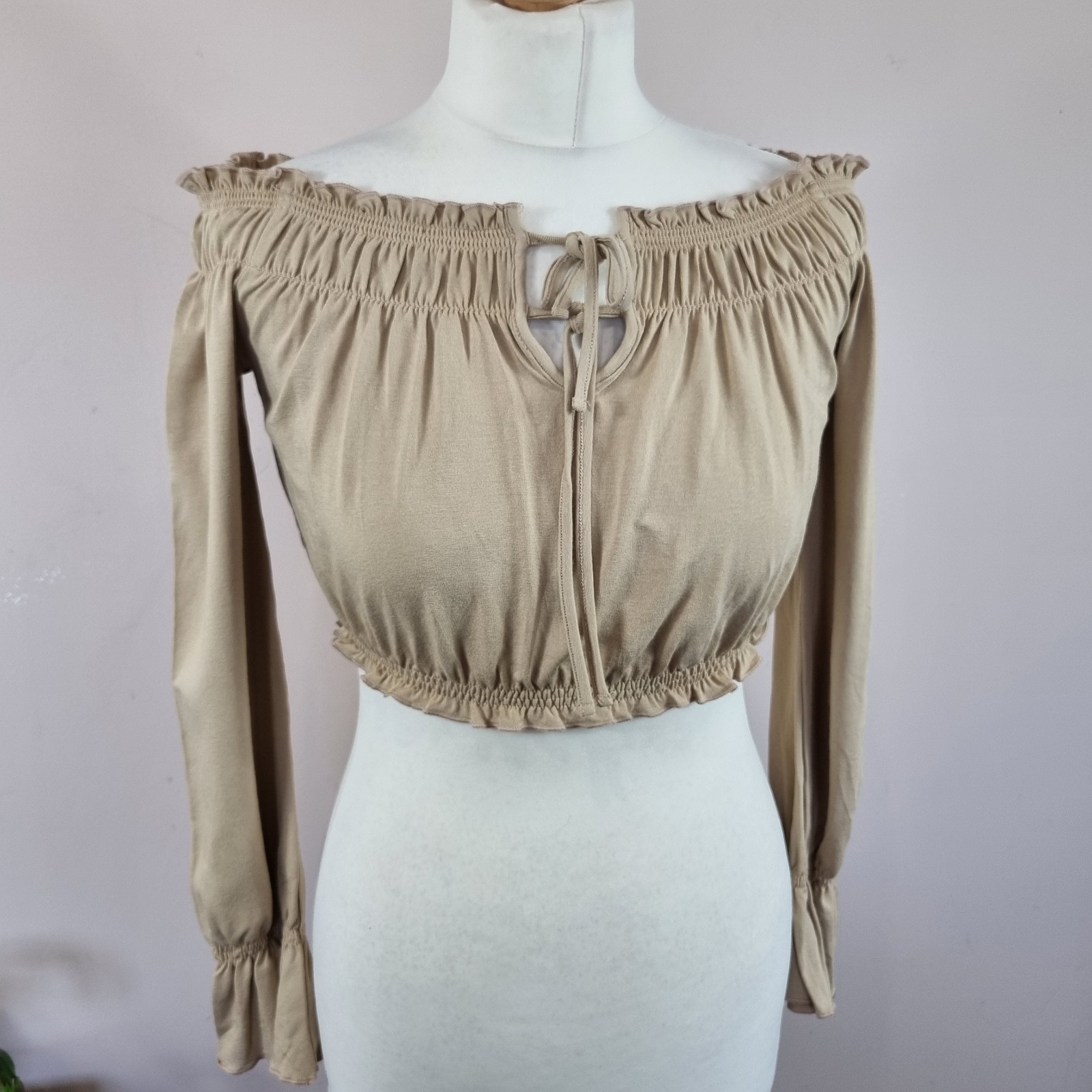 Morgan De Toi Vintage Off The Shoulder Brown Gypsy Top Size T2 uk 10 Y2k 90s